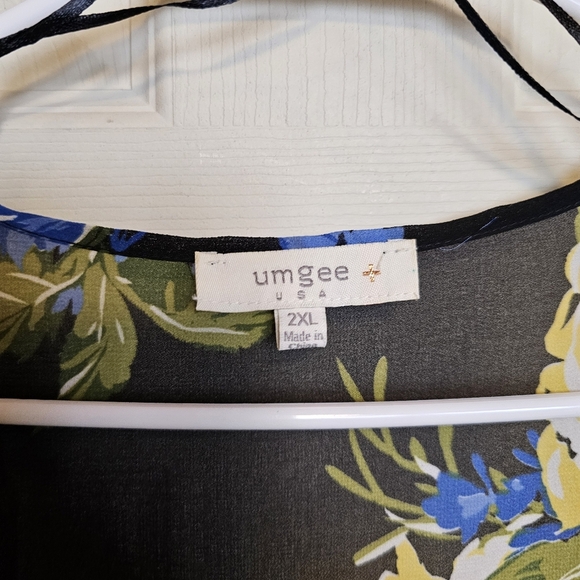 Umgee Plus Size Bell Sleeve Floral Open Front Kimono - Picture 5 of 6